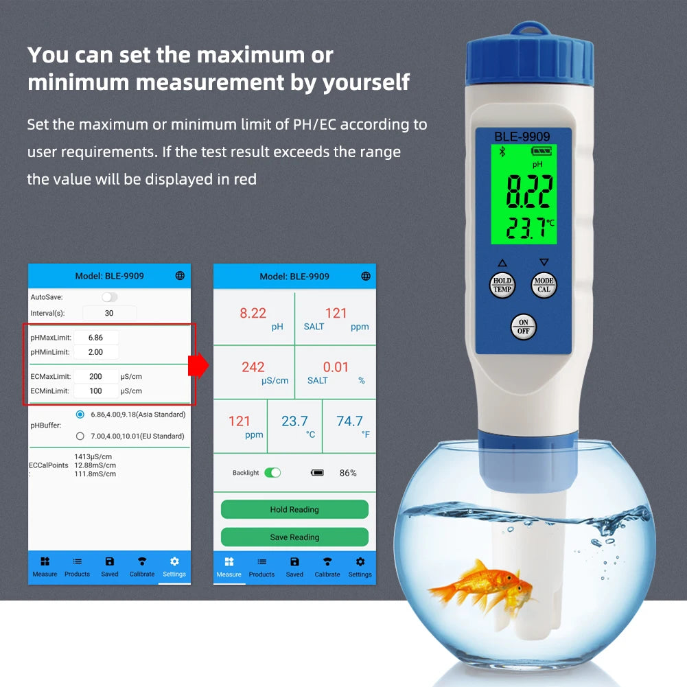 as-002sm digital smart bluetooth seawater salinity meter – 0.1–200ppt salt tester for aquarium, pool &amp; aquaculture