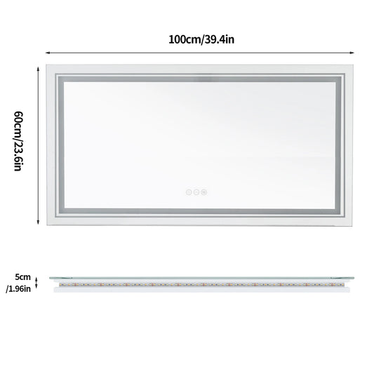 AS-118JM Large Illuminated LED Bathroom Mirror | Front & Backlit, Touch Anti-Fog, Wall Mounted Vanity Mirror