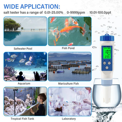 AS-002SM Digital Smart Bluetooth Seawater Salinity Meter – 0.1–200ppt Salt Tester for Aquarium, Pool &amp; Aquaculture