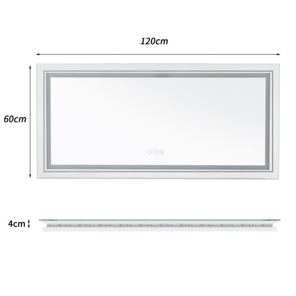 AS-118JM Large Illuminated LED Bathroom Mirror, Front & Backlit, Touch Anti-Fog, Wall Mounted Vanity Mirror