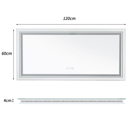 AS-118JM Large Illuminated LED Bathroom Mirror | Front & Backlit, Touch Anti-Fog, Wall Mounted Vanity Mirror