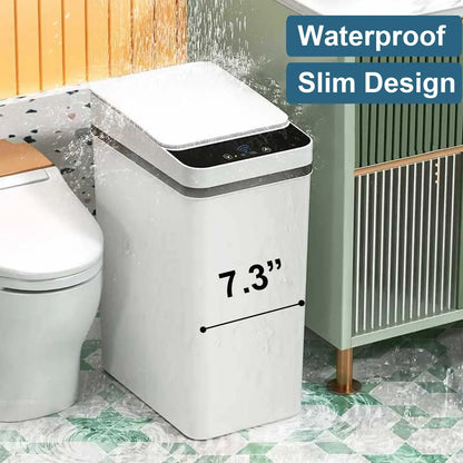 AS-122TB 12L Touchless Smart Trash Can, Motion Sensor, Automatic Lid, Slim Design for Bathroom, Kitchen & Bedroom