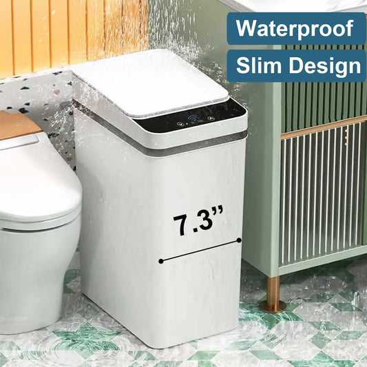 AS-122TB 12L Touchless Smart Trash Can, Motion Sensor, Automatic Lid, Slim Design for Bathroom, Kitchen & Bedroom