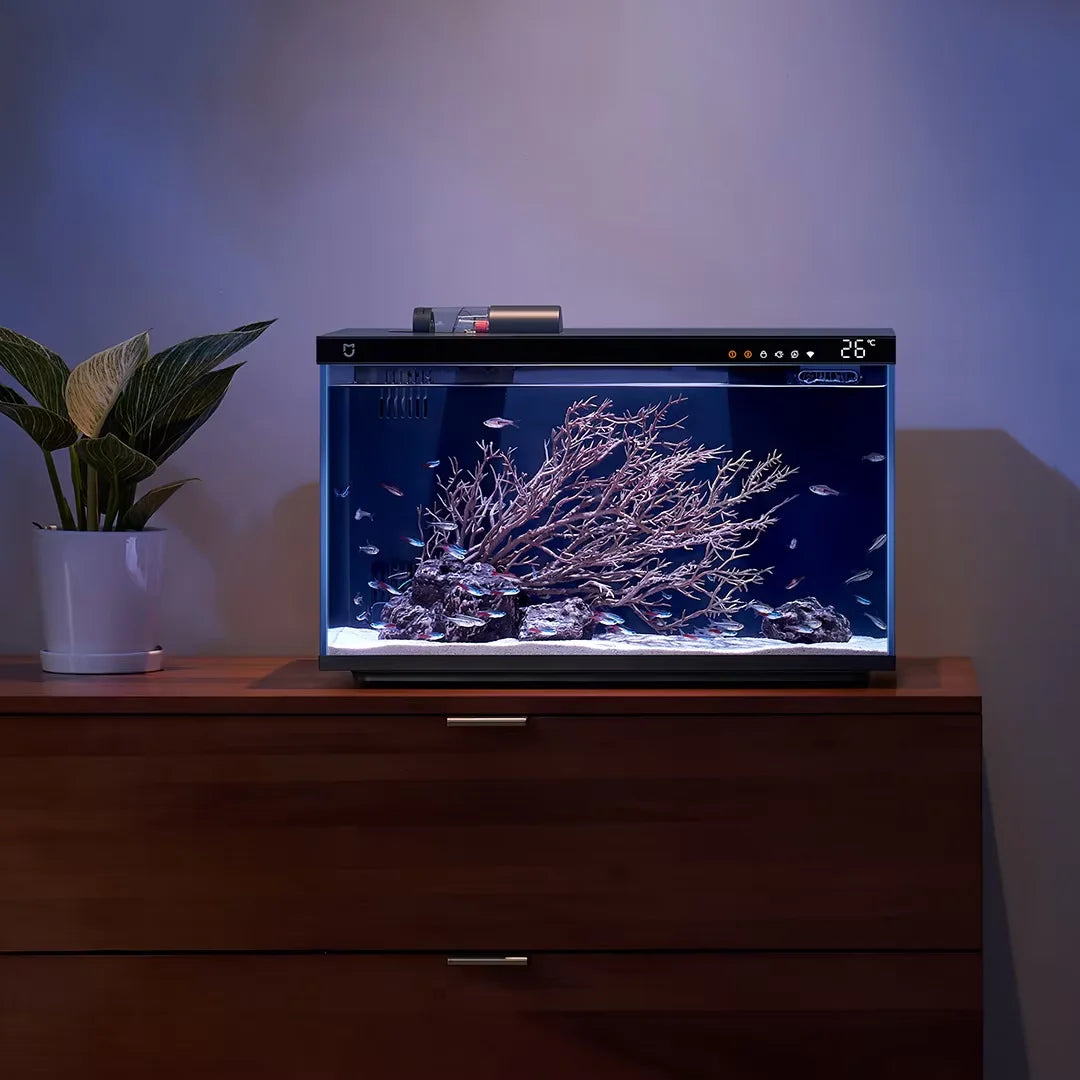 as-100ft smart aquarium – 20l wifi-controlled fish tank with auto feeder & smart led lighting