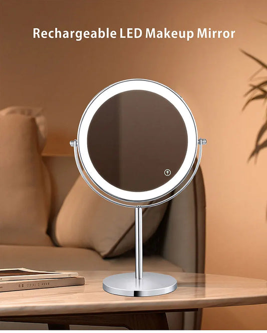 AS-004MM 8" 10X Magnifying LED Makeup Mirror – Double-Sided with 3-Colour Light &amp; USB Charging