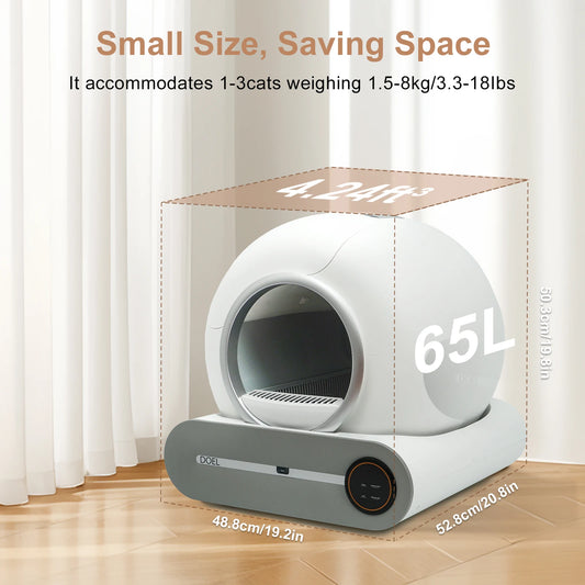 AS-301CL 65L Self-Cleaning Smart Cat Litter Box with Trash Bag & Litter Mat – App Control