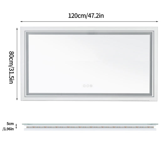 AS-118JM Large Illuminated LED Bathroom Mirror | Front & Backlit, Touch Anti-Fog, Wall Mounted Vanity Mirror