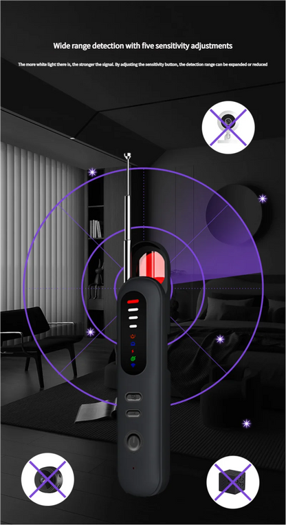 AS-215CD Anti-Spy Camera & Bug Detector. Infrared Induction, Wireless RF Signal Detection, Anti-Monitoring & Anti-Eavesdropping