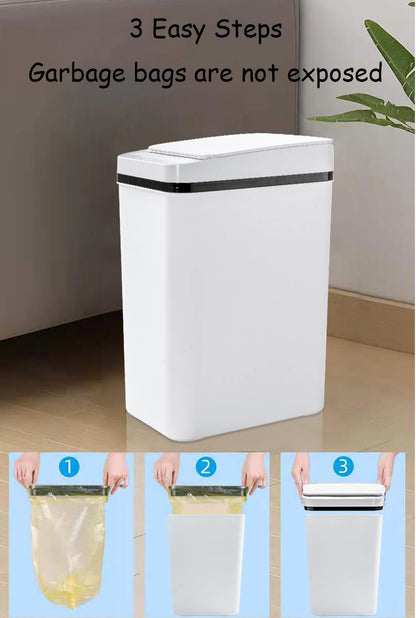 AS-122TB 12L Touchless Smart Trash Can, Motion Sensor, Automatic Lid, Slim Design for Bathroom, Kitchen & Bedroom