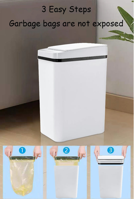 AS-122TB 12L Touchless Smart Trash Can, Motion Sensor, Automatic Lid, Slim Design for Bathroom, Kitchen & Bedroom