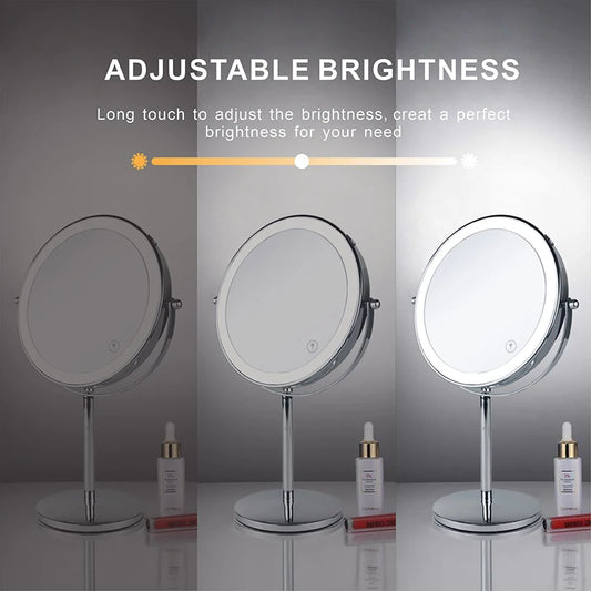 AS-004MM 8" 10X Magnifying LED Makeup Mirror – Double-Sided with 3-Colour Light &amp; USB Charging