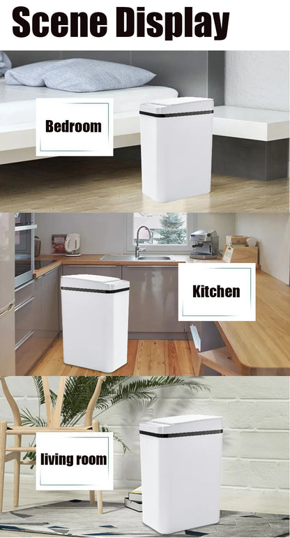 AS-122TB 12L Touchless Smart Trash Can, Motion Sensor, Automatic Lid, Slim Design for Bathroom, Kitchen & Bedroom