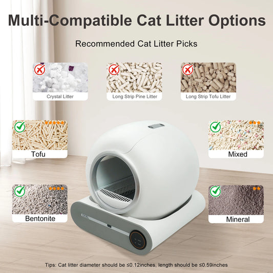 AS-301CL 65L Self-Cleaning Smart Cat Litter Box with Trash Bag & Litter Mat – App Control