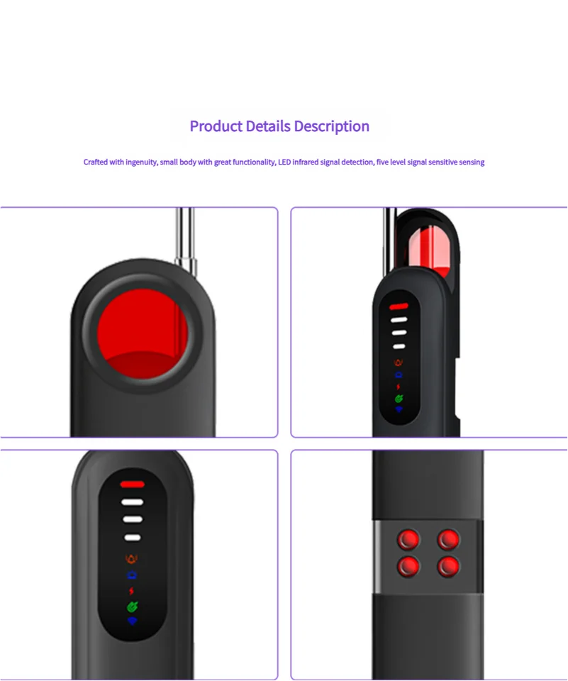 as-215cd anti-spy camera & bug detector. infrared induction, wireless rf signal detection, anti-monitoring & anti-eavesdropping