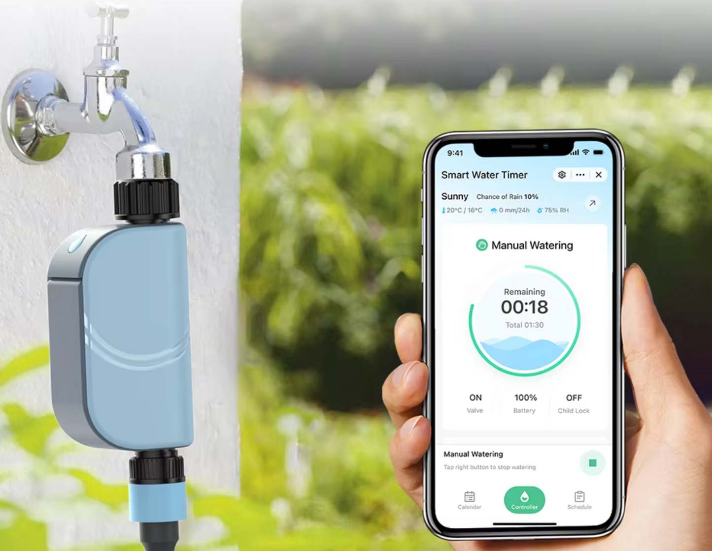 as-501wt wi-fi wireless water timer irrigation controller, app remote control, outdoor garden & yard