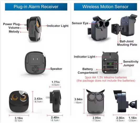 AS-808DA Long Range Wireless Driveway Alarm – Weather Resistant Motion Sensor; Detector – 1 Receiver + 1 Solar-Powered Sensor