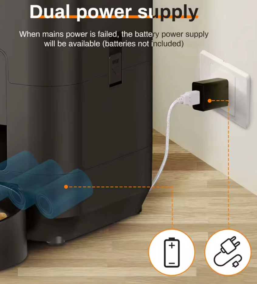 as-001pf smart wifi automatic pet feeder – 6l, self-cleaning, dual power