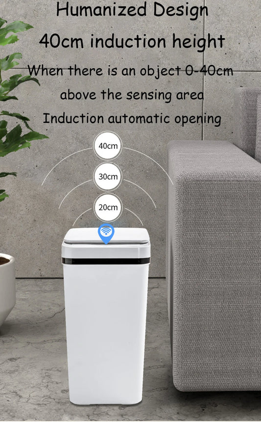 AS-122TB 12L Touchless Smart Trash Can, Motion Sensor, Automatic Lid, Slim Design for Bathroom, Kitchen & Bedroom
