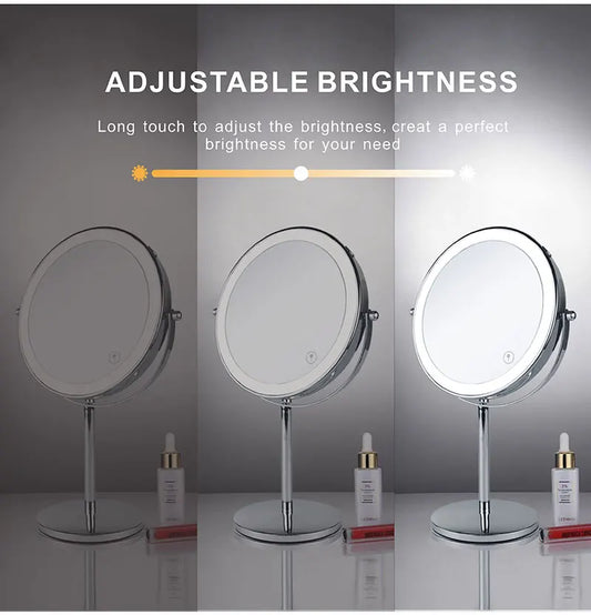 AS-004MM 8" 10X Magnifying LED Makeup Mirror – Double-Sided with 3-Colour Light &amp; USB Charging