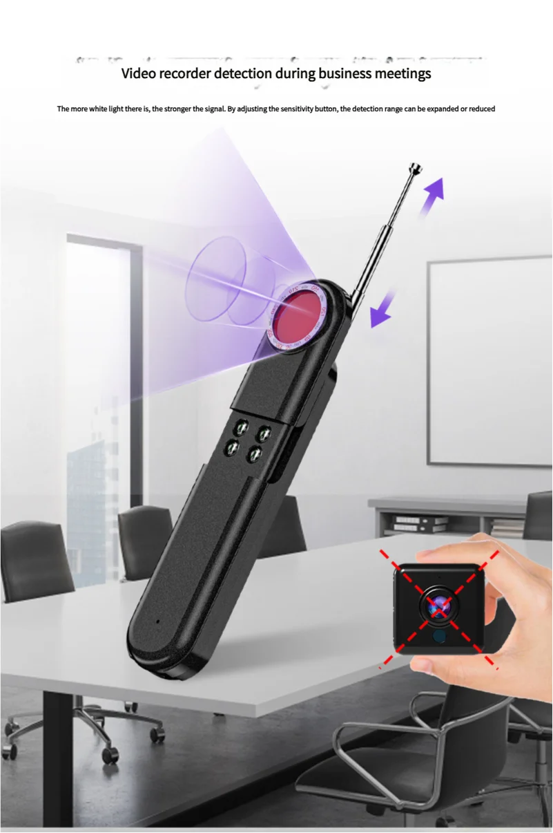 as-215cd anti-spy camera & bug detector. infrared induction, wireless rf signal detection, anti-monitoring & anti-eavesdropping