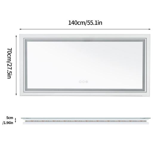 AS-118JM Large Illuminated LED Bathroom Mirror | Front & Backlit, Touch Anti-Fog, Wall Mounted Vanity Mirror