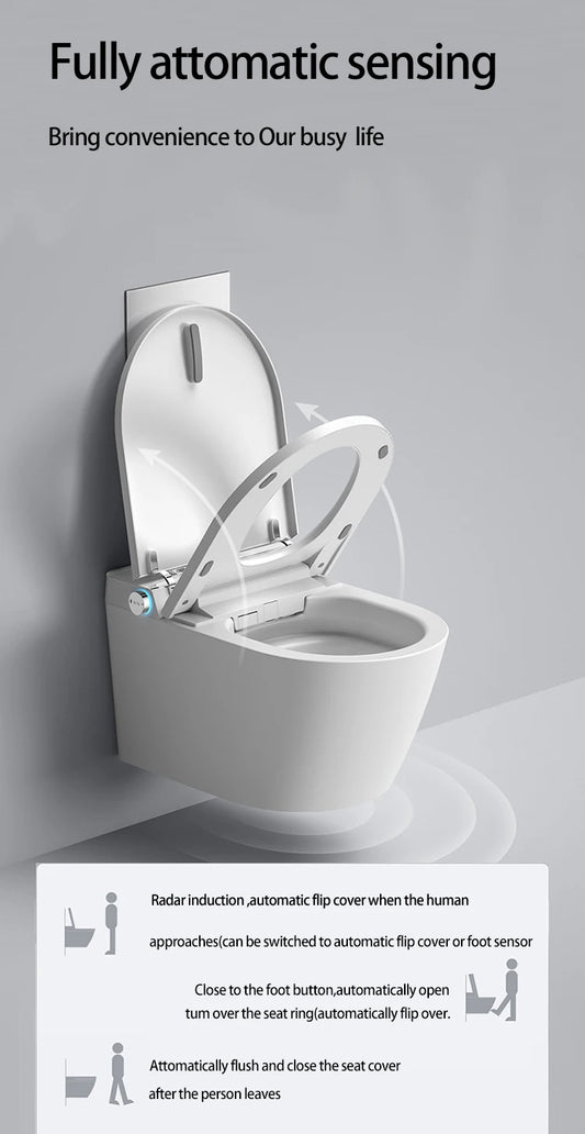 AS-101BD Auto Flush Smart Bidet Toilet – Floor/Wall Mount – Black Ceramic with Remote Control
