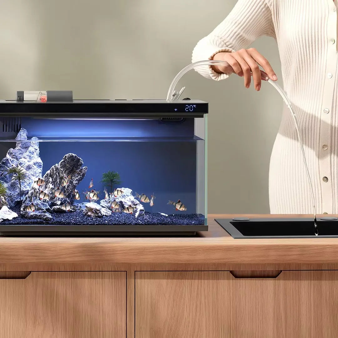 as-100ft smart aquarium – 20l wifi-controlled fish tank with auto feeder & smart led lighting
